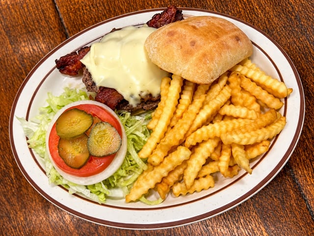 Bacon Swiss Burger.