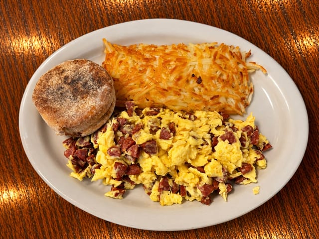 Linguica or Chorizo Scramble.