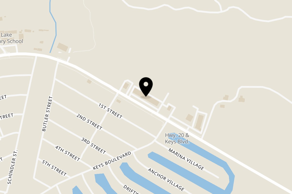 Map showing the location of Country Kitchen Cafe on 13300 CA-20 Unit K in Clearlake Oaks